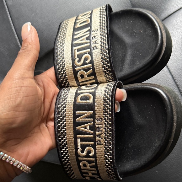 Dior Black and Gold Slide Sandals - Picture 4 of 5